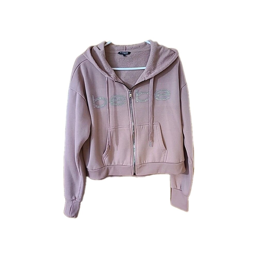 Bebe Pink Large Hoodie Woman's Rhinestones Y2K